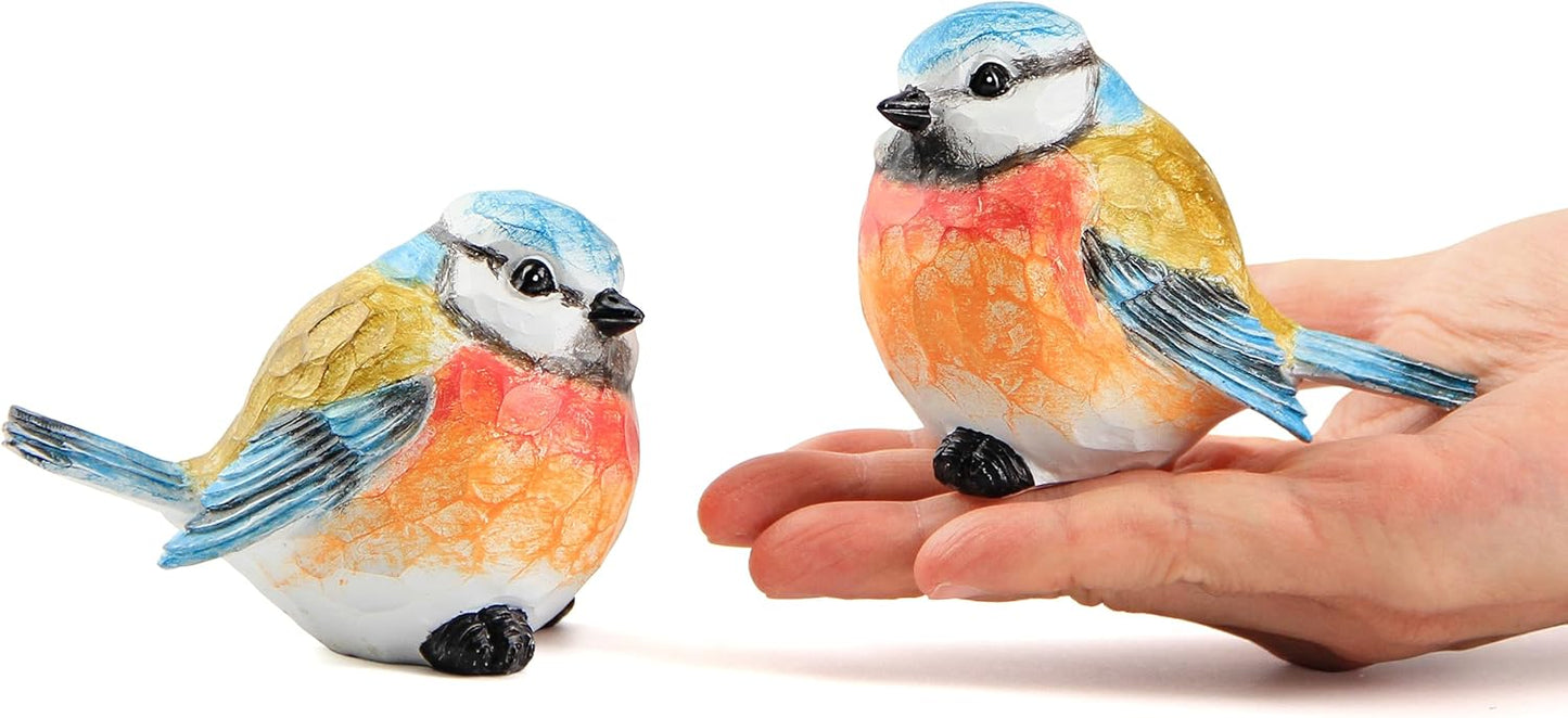 Bird Statue for Garden Decoration,A Set of 2 Pieces Garden Sculptures & Statues,Animal Bird Figurine for Outdoor Yard Porch Lawn Patio Shelf Bookshelf Decor,Small Bird Ornament