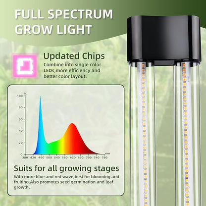 18inch 2 Pack LED Grow Lights - Linkable Grow Lights for Indoor Plants, Full Spectrum Plant Lights Plug and Hanging Design with On/Off Switch Hanging Grow Light from seedling to Flowering, Black