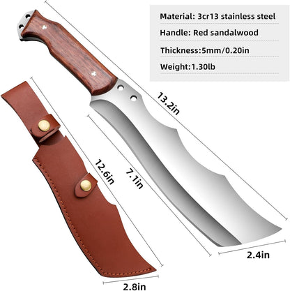 Outdoor Short Machete with Sheath for Cutting Trees, for Yard Work and for urvival Machete Ideal for Gardening,Camping, Fishing, Hunting, Bushcraft