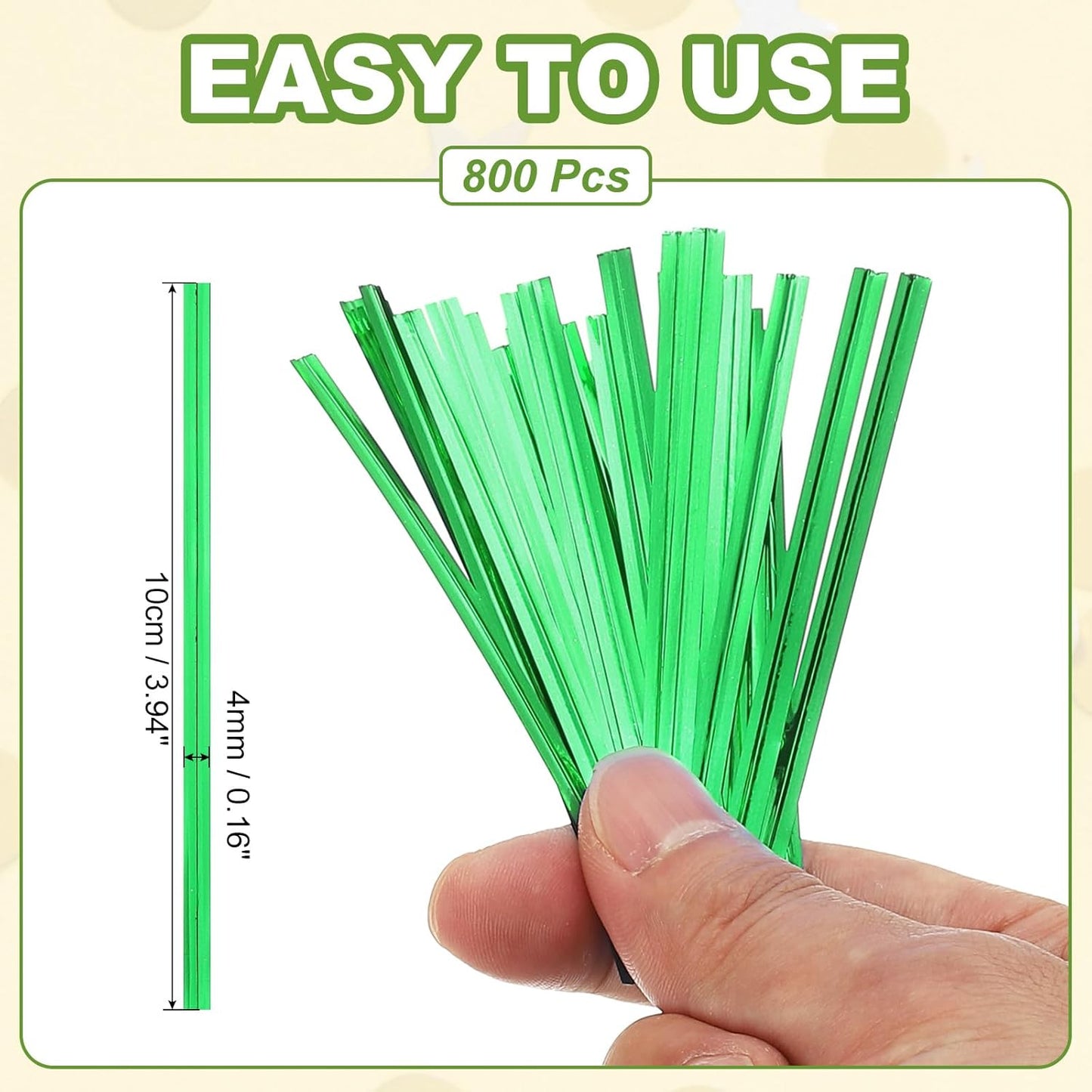 PATIKIL Bag Twist Ties 4 Inch, 800 Pcs Metallic Bread Ties for Treat Plastic Bags Gift Wrapping Candy Coffee Bag Plant Party Cake Favor, Green