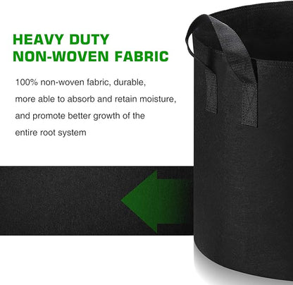 12-Pack 5 Gallon Grow Bags Heavy Duty Thickened Nonwoven Fabric Pots with Durable Handles