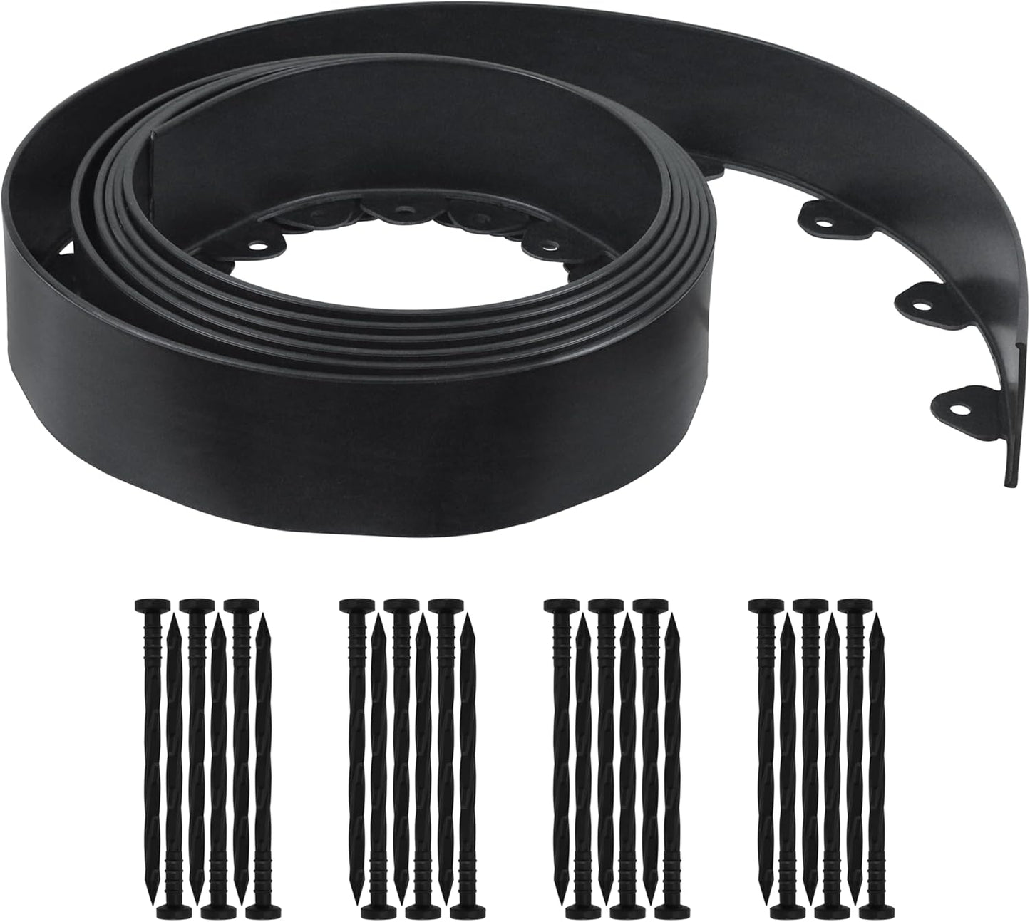 Gardzen Landscape Edging Kit, 20-Foot Long, 3-Inch Tall, No Dig Garden Edging Border for Flower Beds, Tree Rings, Pathways, Includes 24 Spikes