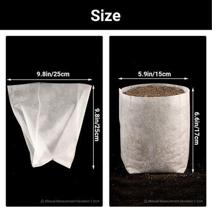 Seedling Nursery Bags, 200pcs 9 x 9 in Non Woven Fabric Nursery Seedling Grow Pouch, Garden Thickened Plant Grow Bags, Planting Flower Seed Starter Bags for High Seedling Survival Rate