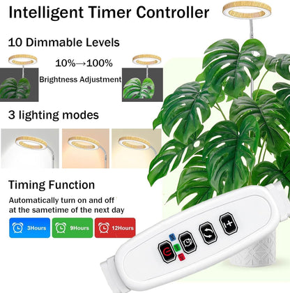 Grow Light for Indoor Plants, 6.3" Full Spectrum LED Plant Grow Light, 11.8-63in Height Adjustable Growing Lamp with Auto Timer 3H/9H/12H, 10 Dimmable Levels (2 Pack)