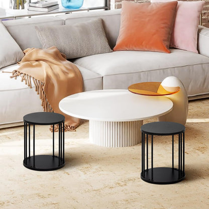 HDANI Wooden Stool Set of 2 for Kids,Adults,300lbs Load Capacity Garden Round Wood Stool,Non-Slip Small Step Stool for Plant Stand,Kitchen,Bathroom and Bedroom,Black