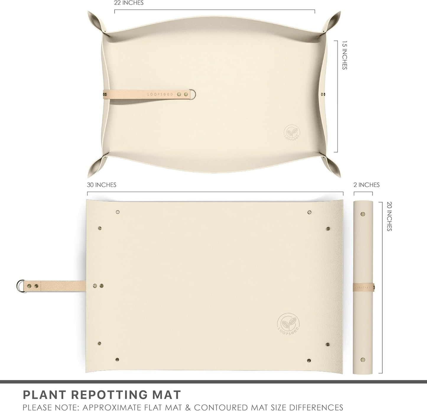 Vegan Leather Plant Repotting Mat Transplanting Mat for Indoor Gardening Waterproof Tray Mess Control Easy Clean Easy Storage 30” x 20” (Fawn Beige)