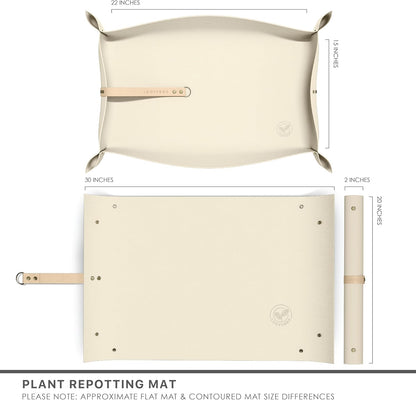Vegan Leather Plant Repotting Mat Transplanting Mat for Indoor Gardening Waterproof Tray Mess Control Easy Clean Easy Storage 30” x 20” (Fawn Beige)