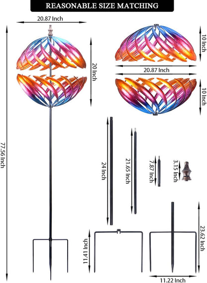 MUMTOP Wind Spinner 360 Degrees Double Steel Metal Wind Sculpture is Suitable for Decorating Your Patio, Lawn & Garden