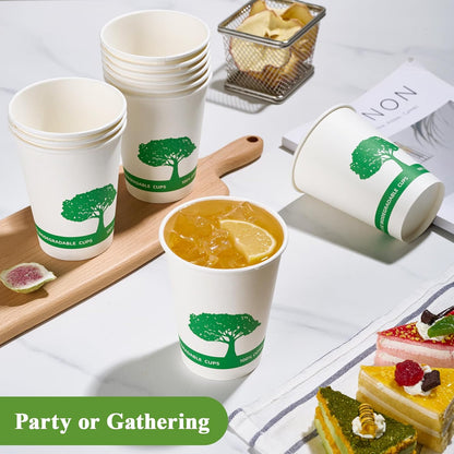 Vplus 270 Pack Compostable Paper Cups, 12 oz Biodegradable Disposable Paper Coffee Cups, Eco-friendly Hot Drinking Cups for Party, Picnic,Travel,and Events