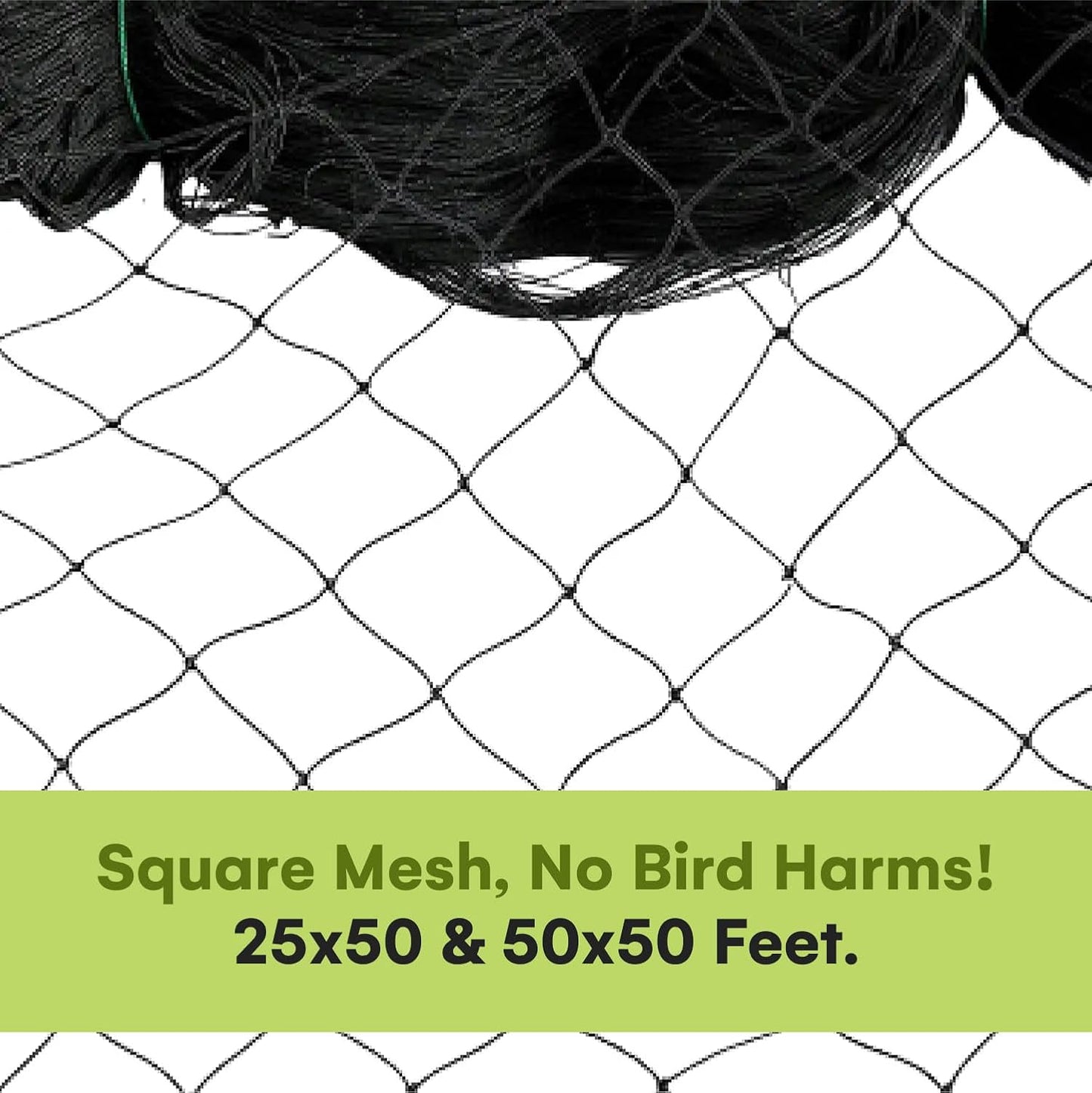 Nylon Mesh Anti Bird Netting [50 X 50] ft - Protect Fruit Trees, Chickens, Gardens & Aviaries