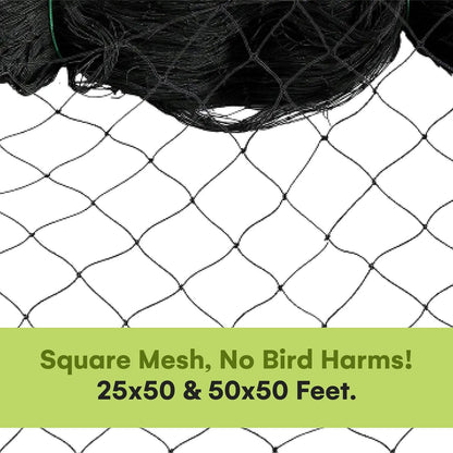 Nylon Mesh Anti Bird Netting [50 X 50] ft - Protect Fruit Trees, Chickens, Gardens & Aviaries