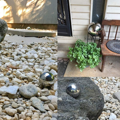 20cm/8inch Diameter Gazing Globe Mirror Ball,Red Stainless Steel Polished Reflective Smooth Garden Sphere,Colorful and Shiny Addition to Any Garden or Home