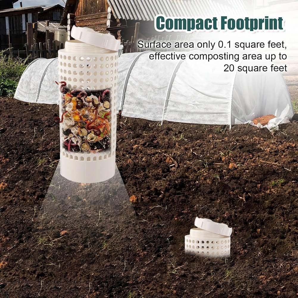Inground Farm Composter, Outdoor Farm Compost Bin for Reducing Kitchen Food Waste, Raised Garden Beds and Yards, 12 x 6 x 6 inches, Sustainable Gardening Tool Worm Composter (3)
