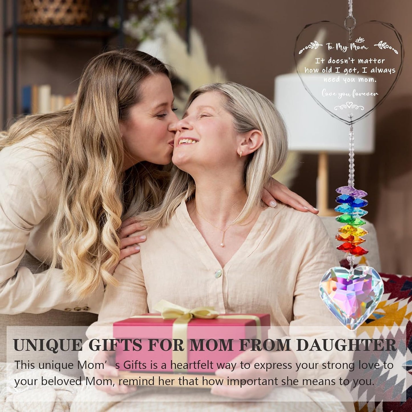 Mom Gift, Mom Birthday Gifts, Crystal Suncatcher Gifts for Mom from Daughter, Happy Mother’s Day