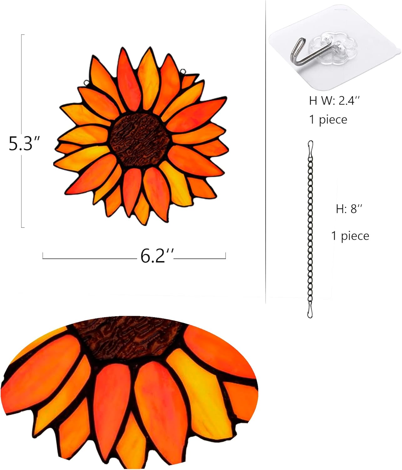 Sun Flower Suncatcher Stained Glass Window Hangings, Sunflower Decor Wall Art for Kitchen Livingroom Office,Sunflower Gift for Mom Women Aunt Sister Friends