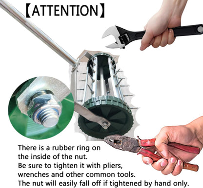16-Inch Heavy Duty Rolling Lawn Aerator With Sharp Spikes & Anti-Slip Handle - Push Aerator for Garden, Yard - Manual Tool