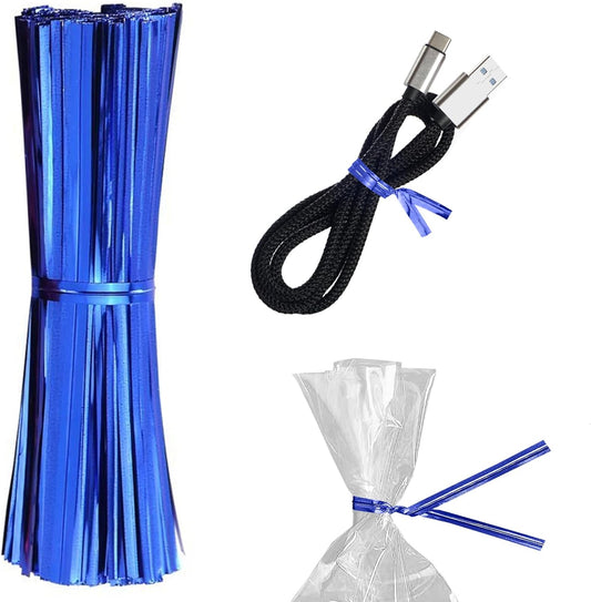 Blue Metallic Twist Ties for Bags 4 Inch. 100000 Pack of Aluminum Foil Christmas Twist Ties for
