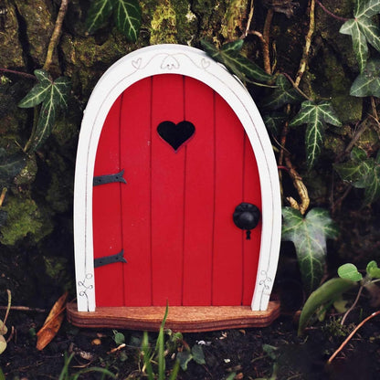 Red Streak Mini Fairy Garden Door for Tree, 3D Miniature Fairy Door for Fairytale Tiny House Doors, Bonsai Terrarium Micro Landscape Decoration Accessories Garden Miniatures