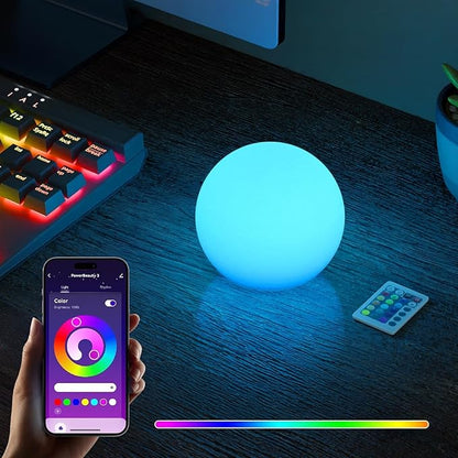 FUYO Floating Pool Lights, IP66 Water-Resistant LED Ball Mood Lamp with APP & Remote, Color-Changing Smart Night Light for Pool, Garden, Patio, Party, Indoor/Outdoor Decor (6-inch)