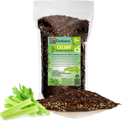 GARDENERA Premium Celery Potting Soil Mix - Optimal Nutrient-Rich Blend for Thriving and Crisp Celery Plants - 5 Quart