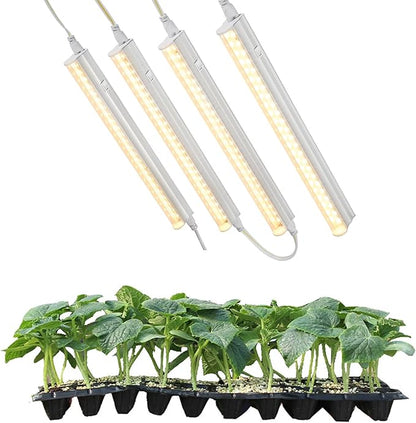Grow Lights for Indoor Plants, 3000K Full Spectrum, 1FT Plant Growing Lamp with Side Switch, LED Grow Light Bulbs, T5 Grow Light Strip, Plug and Play, 4-Piece Set