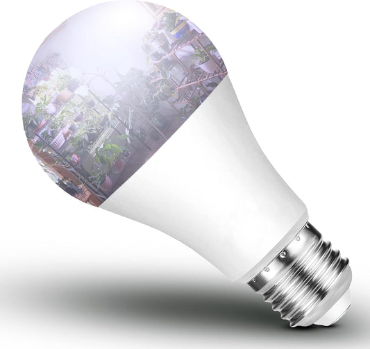 Full Spectrum Grow Light Bulbs 9W E26 A19 Sun Plant Growing Bulb 100W Equivalent with 5000K Red Blue LEDs for Indoor Small Plants Growing, Indoor Greenhouse, Indore Garden, Hydroponics, School, 1 Pack