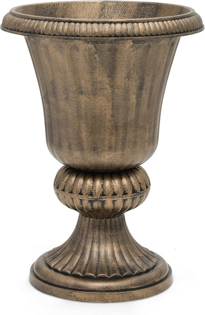 Magshion 20" Urn Planter for Outdoor and Indoor Plants, Large Decorative Front Porch Planter, Vintage Grecian Flower Pot for Patio, Garden & Entryway Décor, Antique Brass