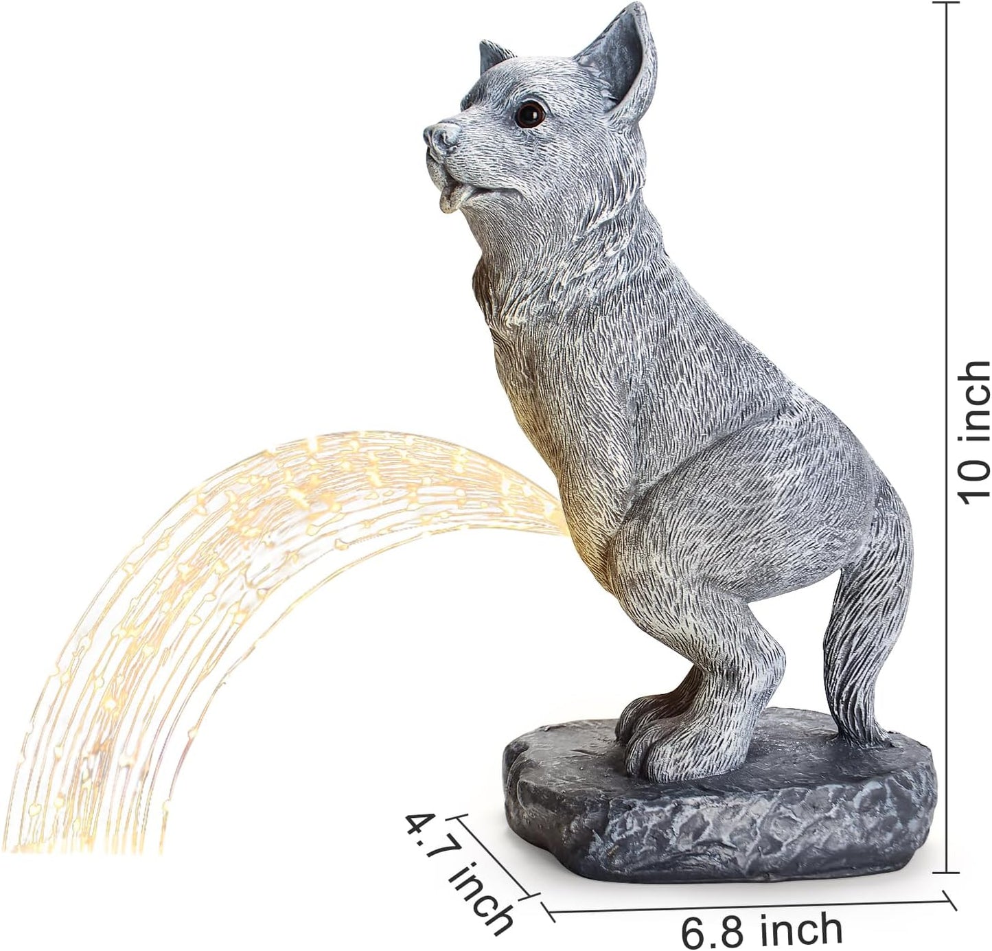 Garden Statues Dog Statue with Solar LED Light, Ideal Gifts for Friends or Family's Birthday, Outdoor Decorations for Yard