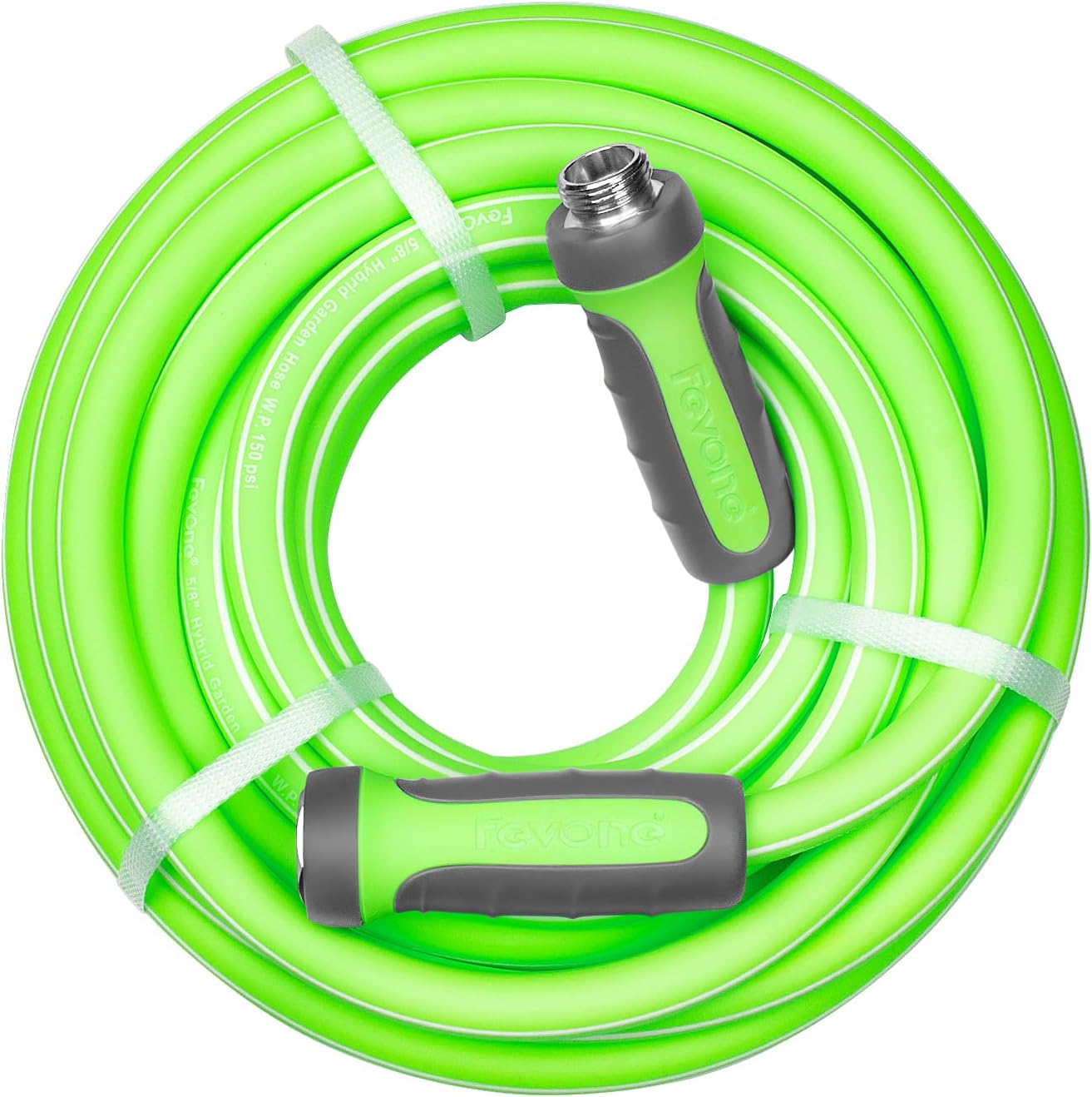 Fevone 35 ft x 5/8" Heavy Duty Garden Hose, Drinking Water Safe, Flexible & Kink-Free Hybrid Polymer Water Hose, Lightweight Outdoor Hose with swivel handles and 3/4" Solid Aluminum Fittings