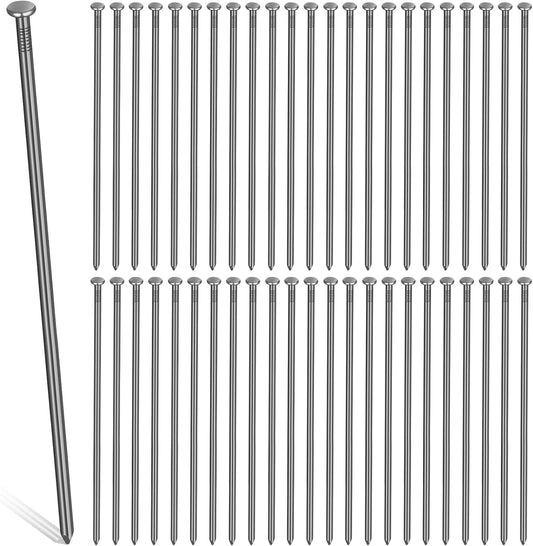 Nuenen 100 Metal Heavy Duty Stakes 12 Inch Landscape Anchoring Spikes Garden Edging Spikes for Artificial Turf Stakes, Paver Edging, Weed Barrier, Timber, Carpentry, Tent, Camping (Black)