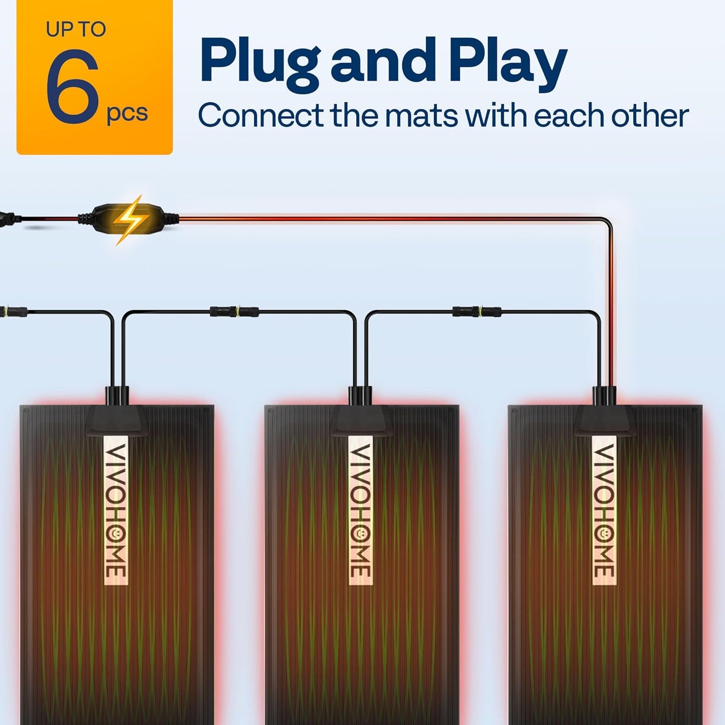 VIVOHOME 23" x 40" Snow Melting Mat with Grounding Wires, 0.35" Thickened SBR Rubber Heated Outdoor Mats, Heated Walkway Mats 1 Pack (Power Cord Not Included)