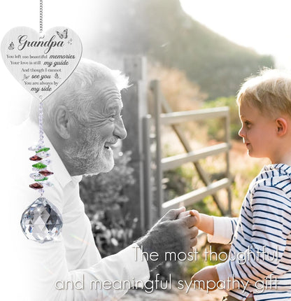 Sympathy Gifts for Loss of Grandfather,Memorial Crystal Suncatcher,Memorial Gifts for Loss of Grandpa,Hanging Crystals Ornament for Window Rainbow Maker Prisms Home Decor Gift