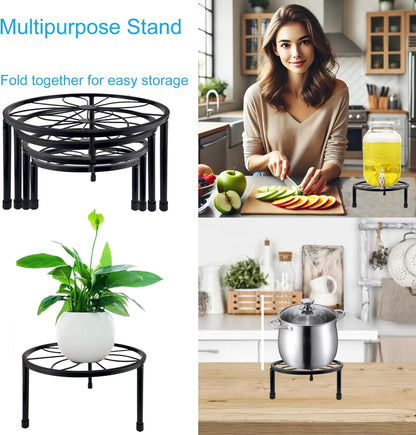 5 Packs Metal Plant Stand Indoor, Outdoor Black Plant Stand for Multiple Plant, Rustproof Iron Round Heavy Duty Flower Pot Stand, Plant Shelf for Planter Garden Home
