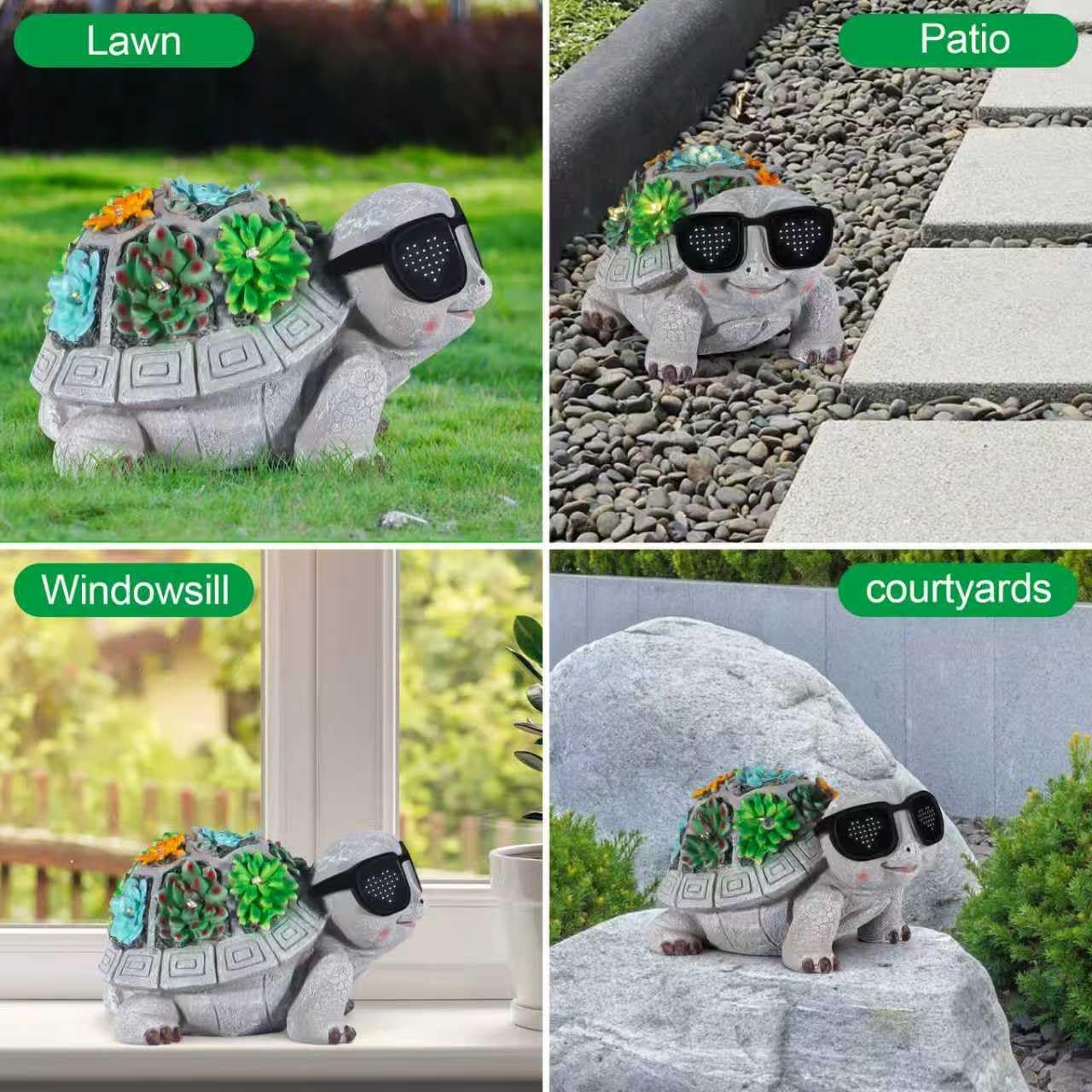 Solar Garden Statues Turtle with Succulent and LED Lights Birthday Gifts for Women Mom Grandma Solar Outdoor Decor for Patio Backyard Yard Lawn Decoration-Unique Housewarming Gifts