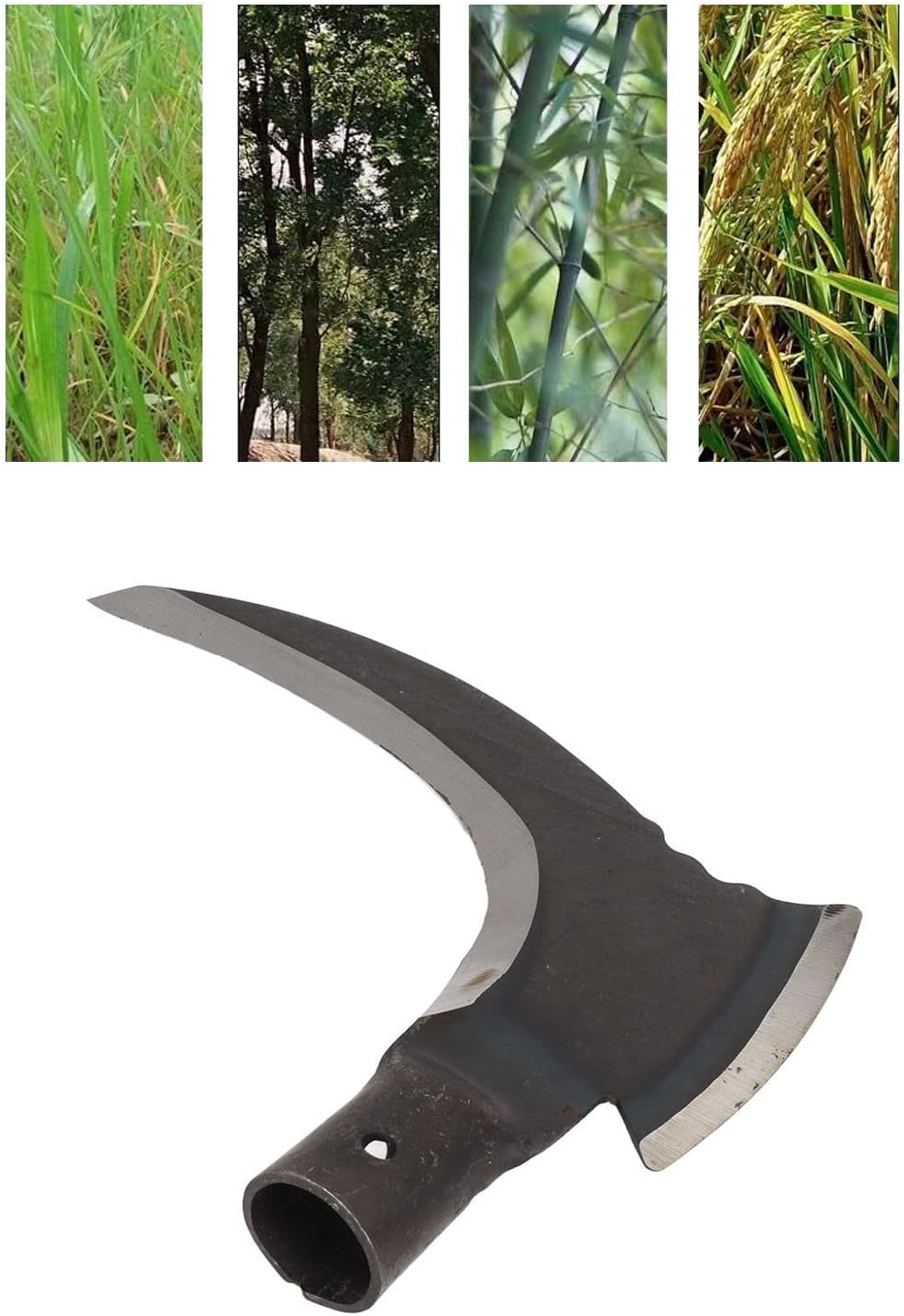 Luqeeg Weeding Sickle, High Manganese Steel Double Sickle Gardening Multipurpose Manual Agricultural Weeding Tools for Gardening Tools (Single Cutter Head)