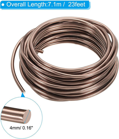 PATIKIL 4mm x 23ft Bonsai Training Wire,Floral Wire Stems Anodized Aluminum Tree Wire for Gardening Branch Fixing,Brown
