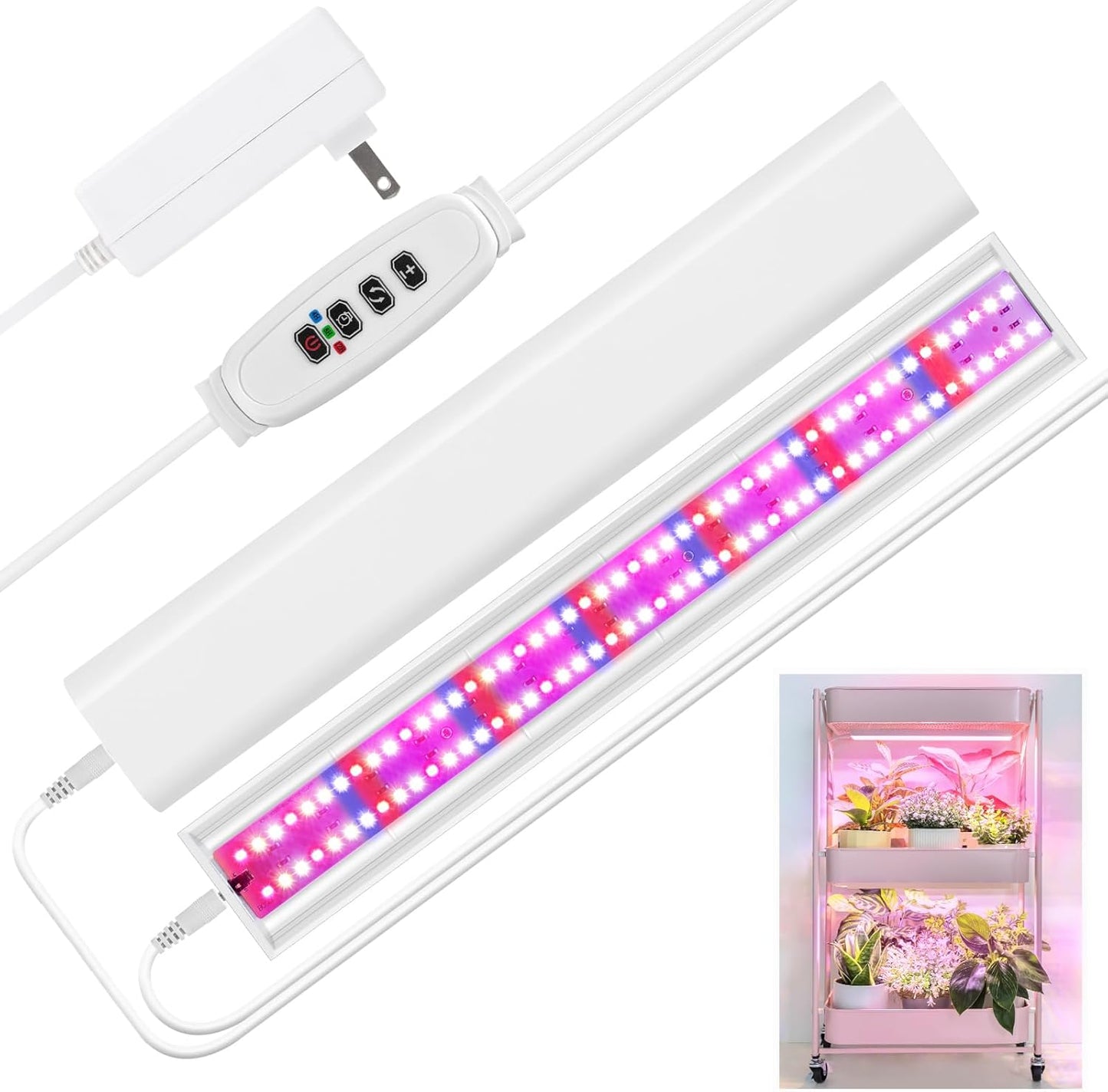 FOXGARDEN Grow Light Strip for Indoor Plants, Red Blue White Full Spectrum, 192 LED Bright Grow Lamp with Auto On/Off Timer 4/8/12H, 10 Dimmable Brightness, 2 Packs
