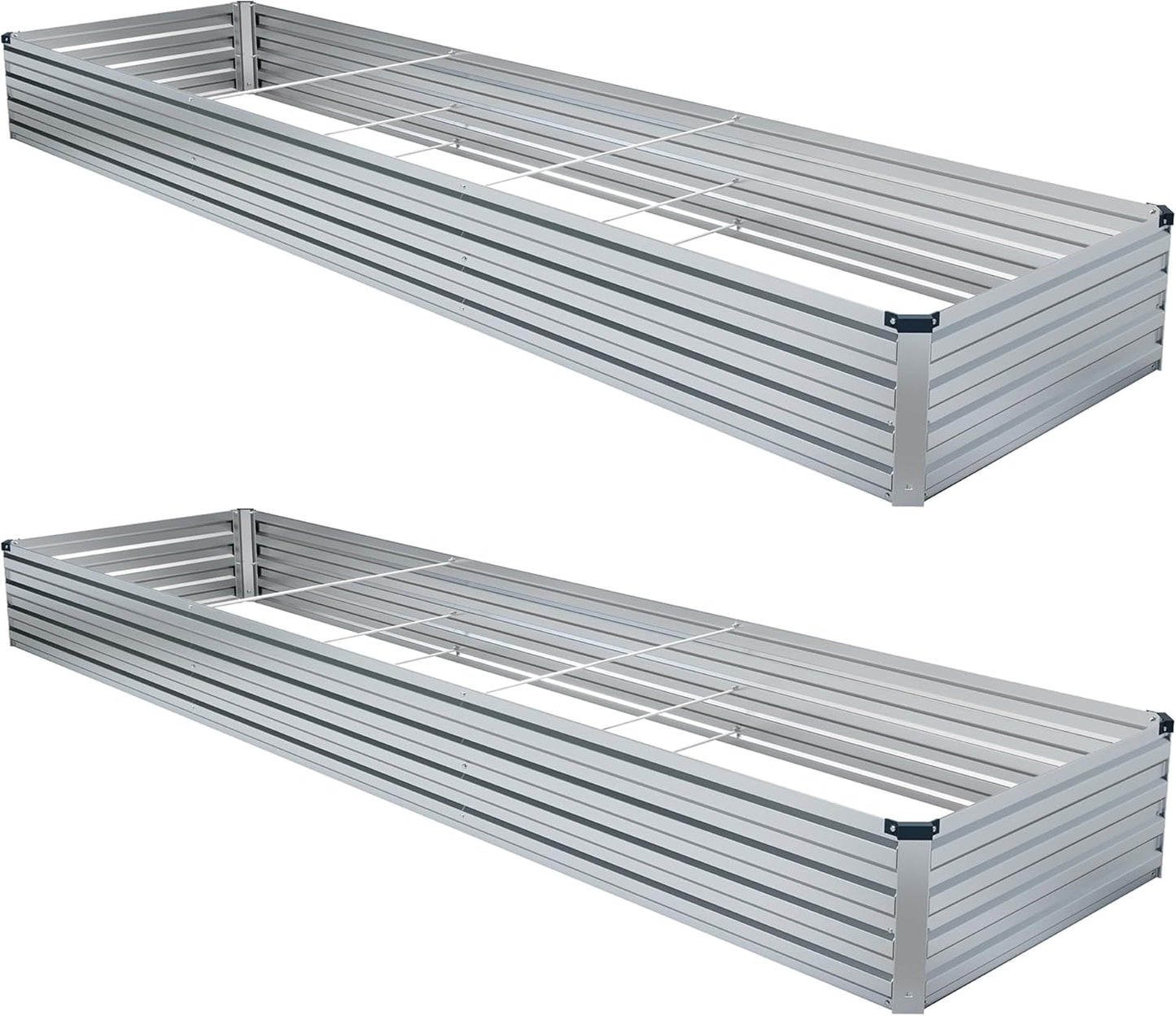 MGNO 2pcs 10x3x1FT Galvanized Raised Garden Bed-Outdoor Planter Box for Vegetables-Metal Garden Bed,Rectangle Planting Box for Herb,Flower