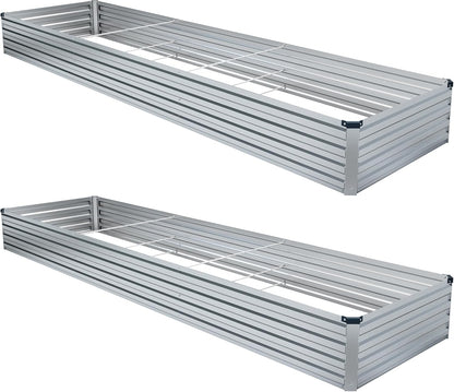 MGNO 2pcs 10x3x1FT Galvanized Raised Garden Bed-Outdoor Planter Box for Vegetables-Metal Garden Bed,Rectangle Planting Box for Herb,Flower