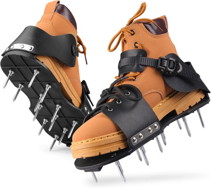 Aerator Shoes, Lawn Aerator Shoes for Grass with Hook and Adaptable Straps Heavy Duty Soil Aerator Lawn Spike Shoes for Aerating Garden Grass Yard Patio