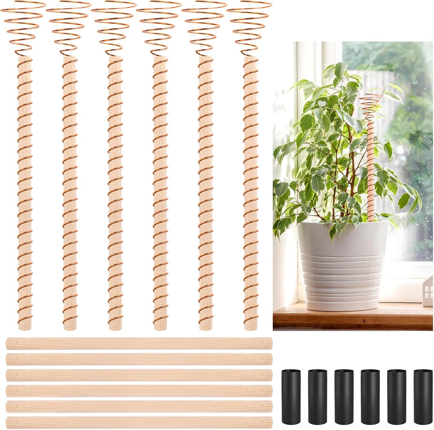 NACHLYNN 6 Pack Electroculture Plant Stakes Pure Electro Culture Gardening Soft Copper Wire Long Copper Garden Stakes for Gardening Growing Plants and Vegetables