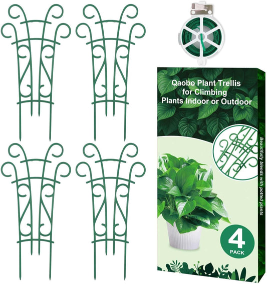 Plant Trellis for Potted Plants 4 Pack Stackable Indoor Outdoor Climbing Houseplant Support with