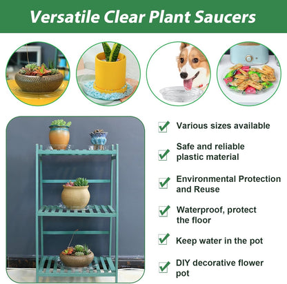 30 Pack Clear Plant Saucers for Indoors (4, 6, 8 inch) Flower Pot Saucers for Potted Plants Plant Plate Set Plant Trays for Indoors No Holes Plant Trays for Pots Plant Drip Trays Bulk