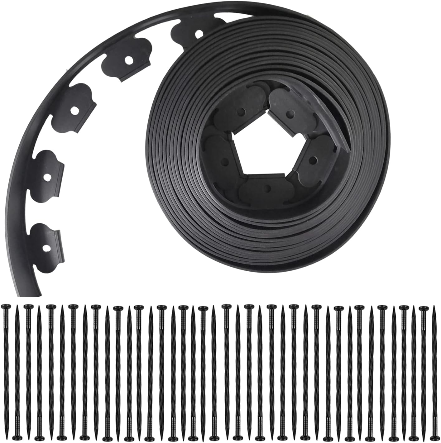 Landscape Edging,40FT Plastic Garden Edging with 40 Stakes,2 Inch Tall Lawn Edging for Lawn,Yard,Flower Gardens Border (Black-40FT)