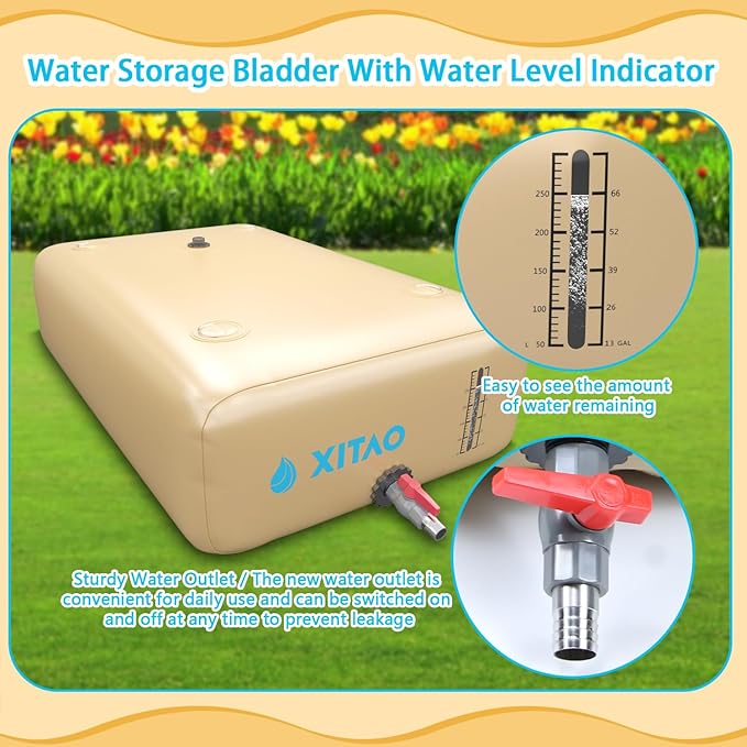 XITAO 528Gal/2000L Water Storage Bladder w/Water level Indicator, Large Capacity Foldable Water Storage Containers, Portable Emergency Water Tank Water Bag for RVs, Fire Prevention, Irrigation