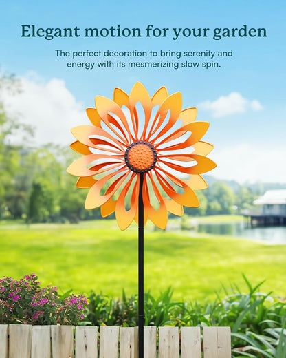 Sunflower Garden Wind Spinners - Kinetic Outdoor Metal Windmill Spinner, Lawn Patio Yard Decor, Birthday & Housewarming Gifts for Family and Friends (70 Inch Hieght)