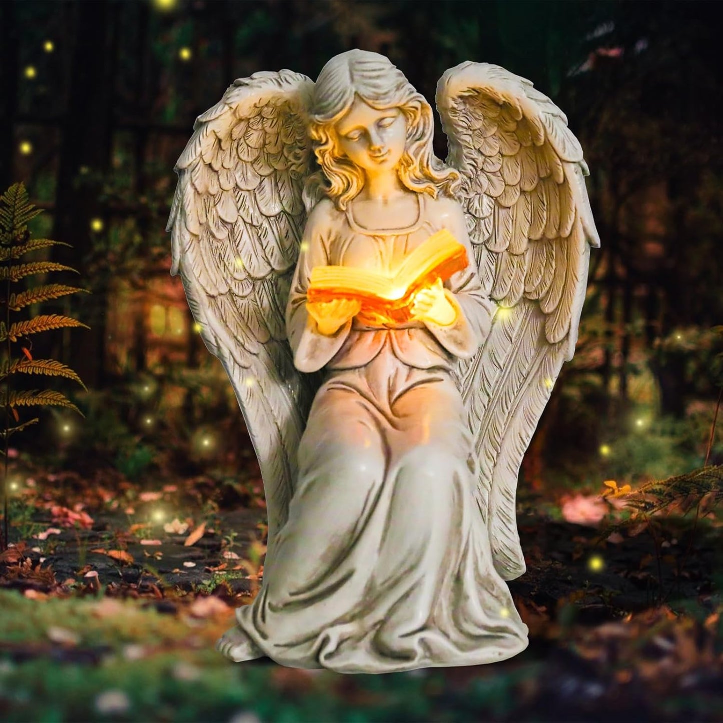 Angel Statue for Garden - 7.88 inches Guardian Solar Garden Statue, Gardening Gifts for Mom Grandma Lawn Ornaments Figurines for Outdoor Decor