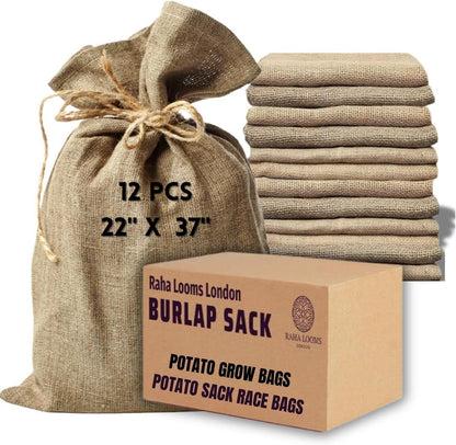 12 Potato Grow Bags : Premium Quality No Smell Extra Tough Potato Sack Race Bags Hacky Sack, Outdoor Games for Adults Burlap Outdoor Games for Kids costales para juegos de carreras