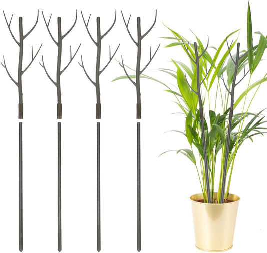 uxcell 4 Pcs Plant Support Stakes, 27.5" Twig Plant Stem Support Structures Garden Branches Plants Supports for House Potted Monstera Plants, Brown