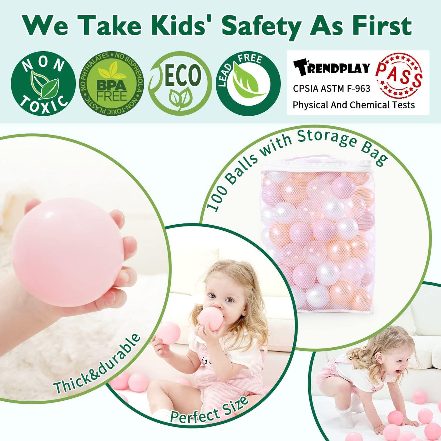 TRENDPLAY Plastic Balls for Ball Pits - Hollow Balls- Safe and Exciting Playtime - Perfect for Baby Pools, Birthday Party Decoration